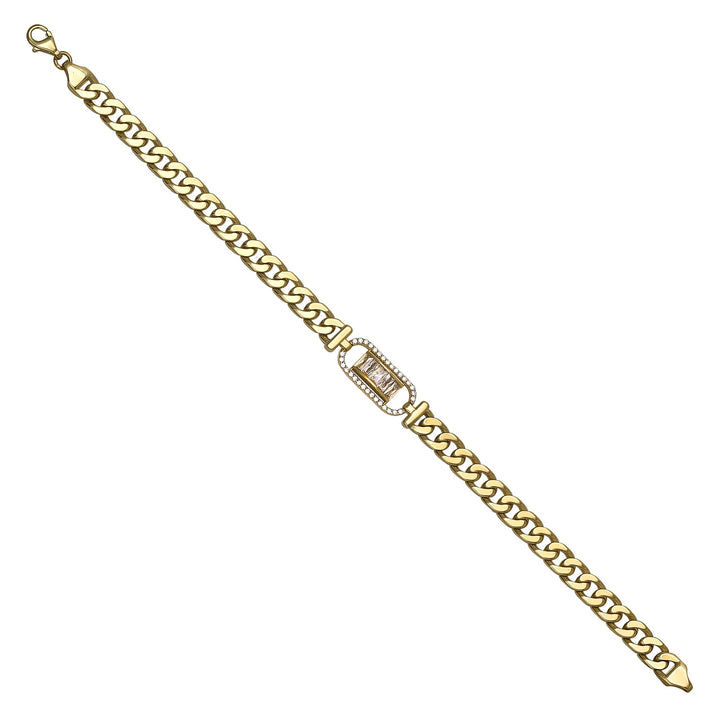 Solid gold curb bracelet, 10.85 g — shown at an angle across the frame.