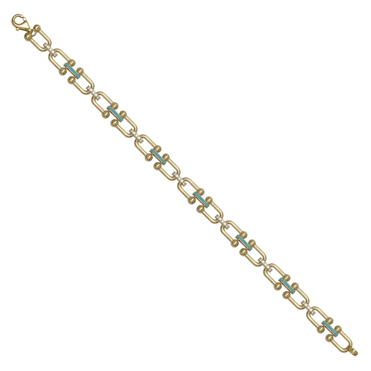 Solid gold fancy link bracelet, 8.95 g — shown at an angle across the frame.