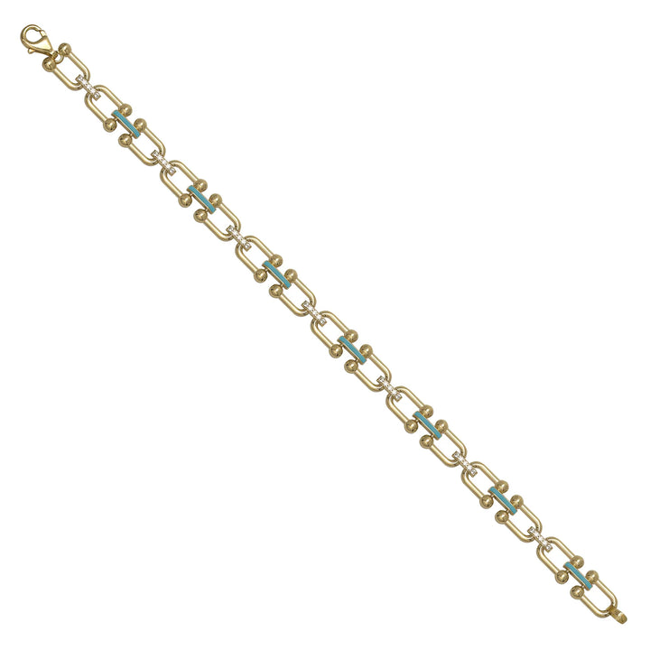 Solid gold fancy link bracelet, 8.95 g — shown at an angle across the frame.