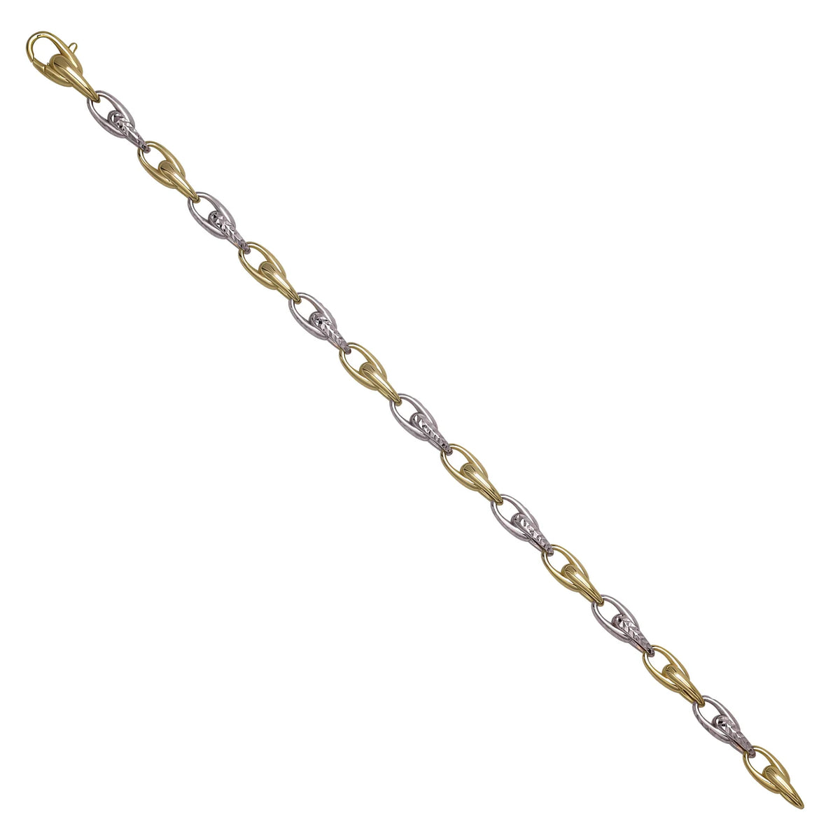 Solid gold fancy link bracelet, 8.95 g — shown at an angle across the frame.