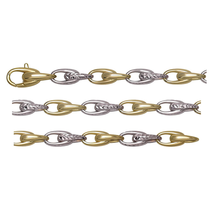 Solid gold fancy link bracelet, 8.95 g — shown in three rows across the frame.