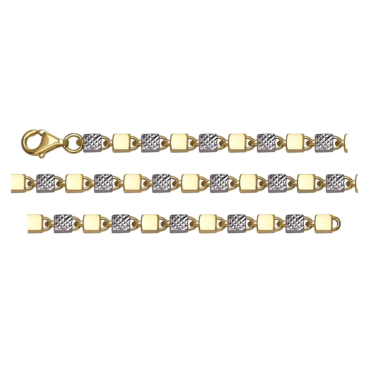 Solid gold id bracelet, 6.27 g — shown in three rows across the frame.