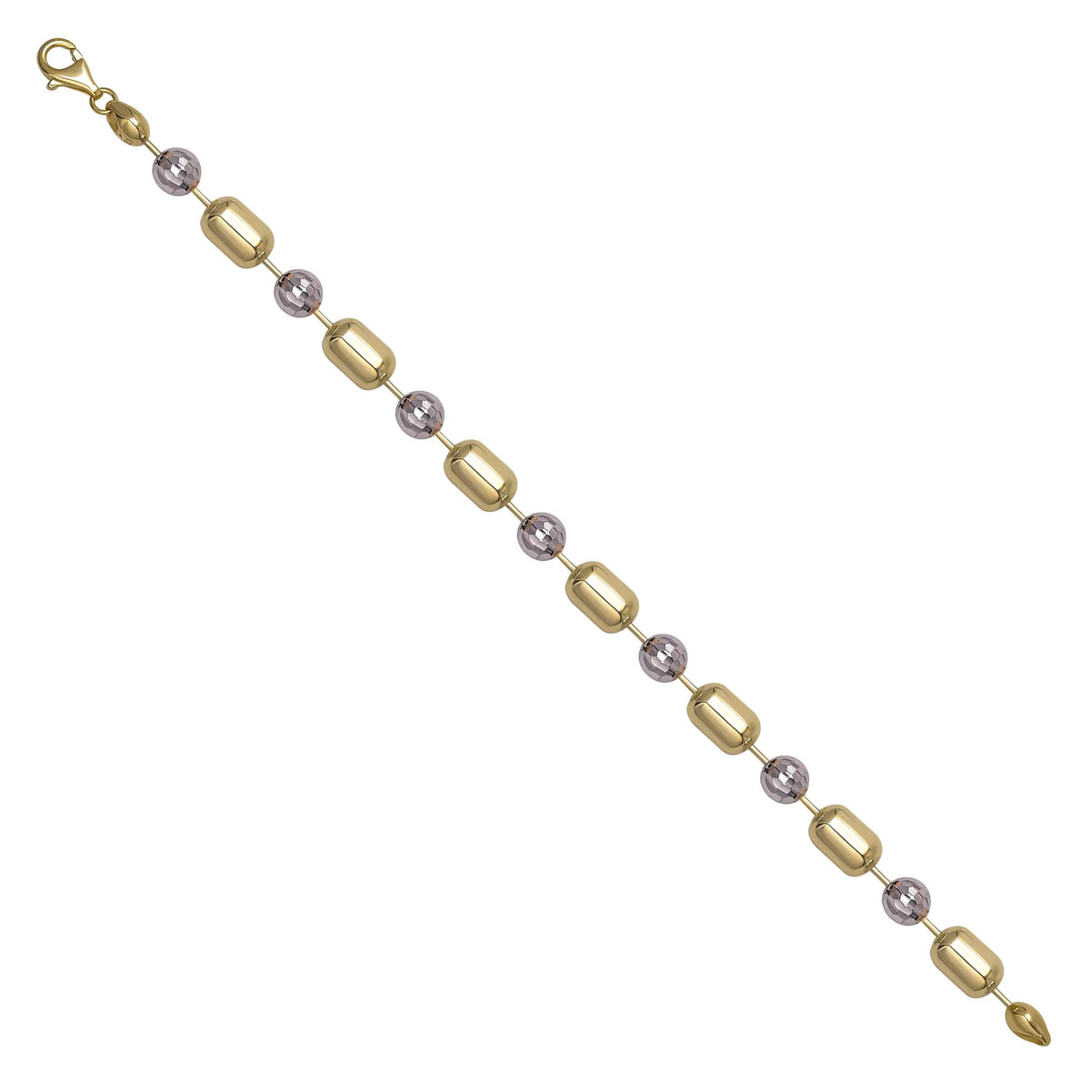 Solid gold bead bracelet, 11.18 g — shown at an angle across the frame.