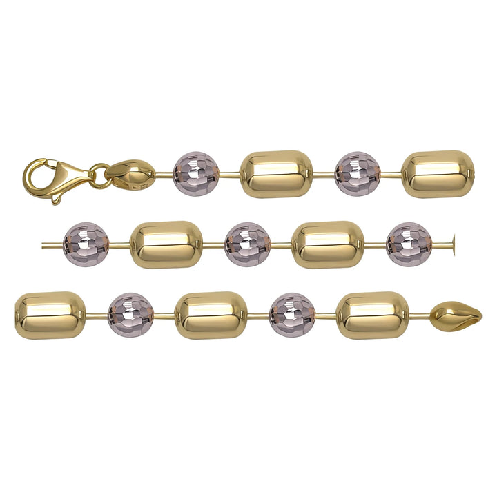 Solid gold bead bracelet, 11.18 g — shown in three rows across the frame.
