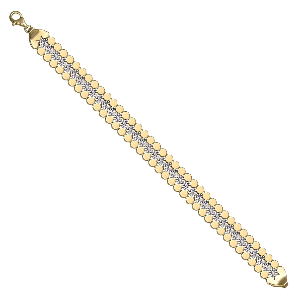 Solid gold fancy link bracelet, 12.06 g — shown at an angle across the frame.