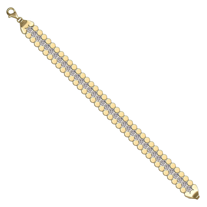 Solid gold fancy link bracelet, 12.06 g — shown at an angle across the frame.