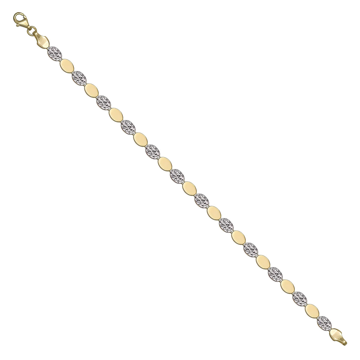 Solid gold fancy link bracelet, 4.90 g — shown at an angle across the frame.