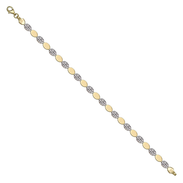 Solid gold fancy link bracelet, 4.90 g — shown at an angle across the frame.