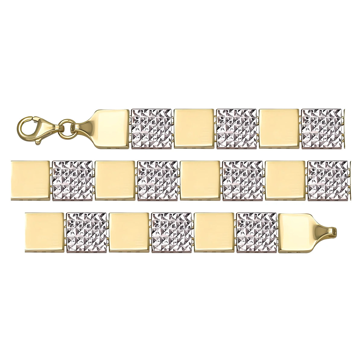 Solid gold id bracelet, 9.30 g — shown in three rows across the frame.
