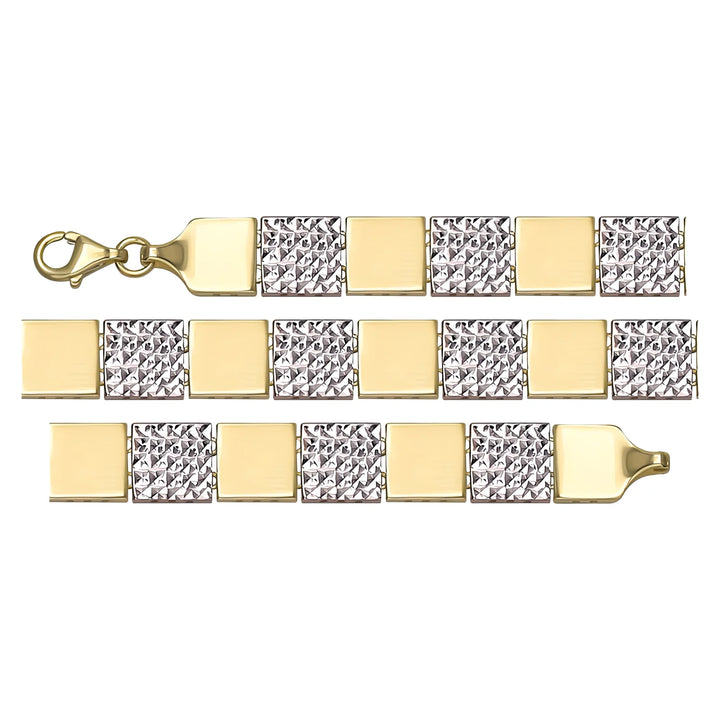 Solid gold id bracelet, 9.30 g — shown in three rows across the frame.