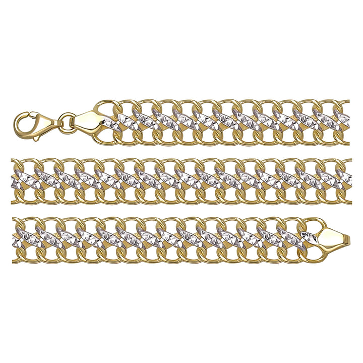 Solid gold curb bracelet, 10.40 g — shown in three rows across the frame.