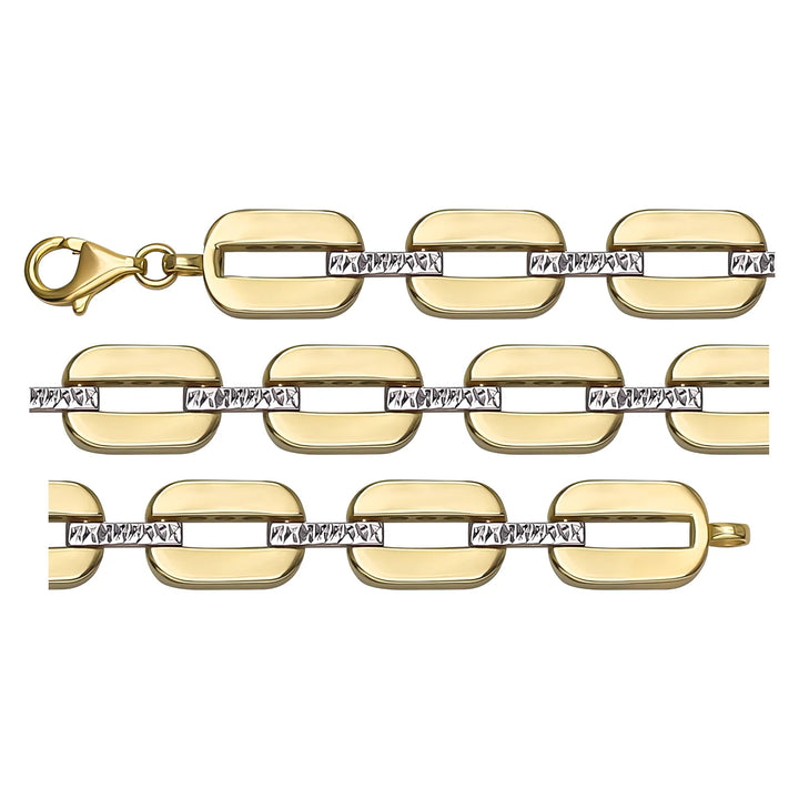 Solid gold id bracelet, 13.05 g — shown in three rows across the frame.