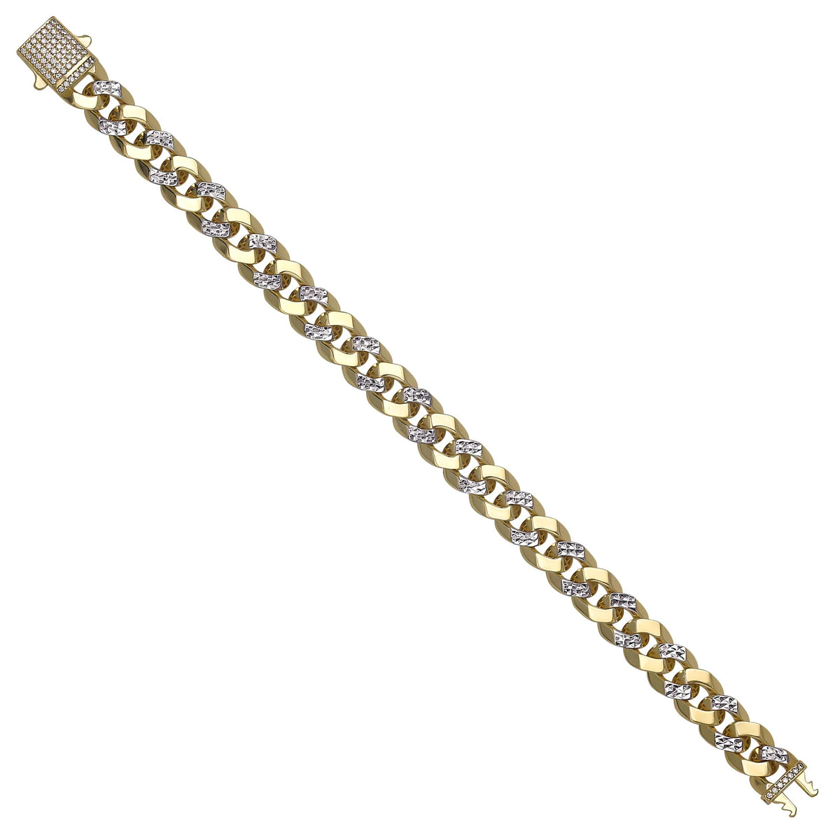 Solid gold curb bracelet, 14.76 g — shown at an angle across the frame.