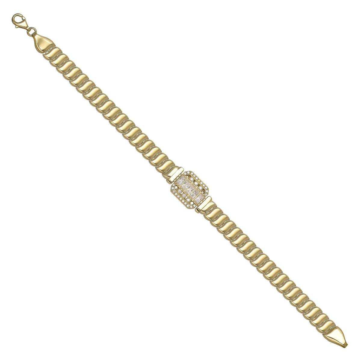 Solid gold braided bracelet, 14.58 g — shown at an angle across the frame.