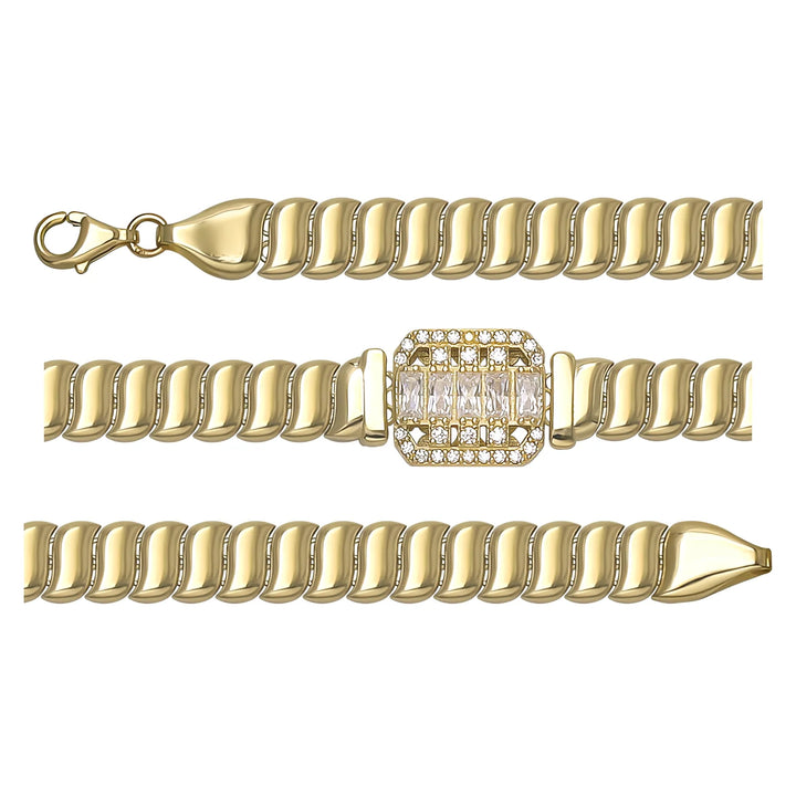 Solid gold braided bracelet, 14.58 g — shown in three rows across the frame.