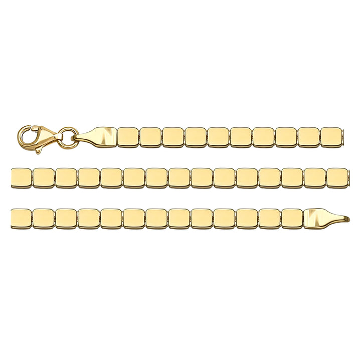 Solid gold id bracelet, 5.20 g — shown in three rows across the frame.