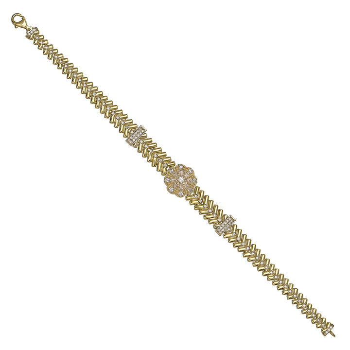 Solid gold herringbone bracelet, 14.37 g — shown at an angle across the frame.