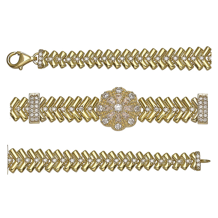 Solid gold herringbone bracelet, 14.37 g — shown in three rows across the frame.