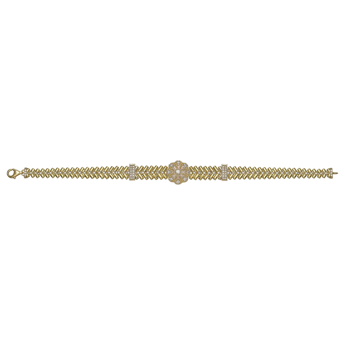 Solid gold herringbone bracelet, 14.37 g — shown square on a plain background.