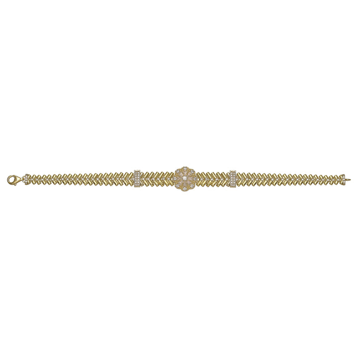 Solid gold herringbone bracelet, 14.37 g — shown square on a plain background.
