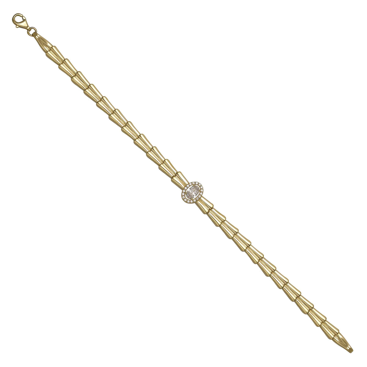 Solid gold bar link bracelet, 9.23 g — shown at an angle across the frame.