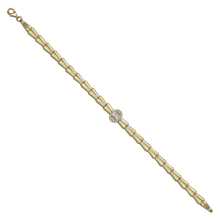Solid gold bar link bracelet, 9.23 g — shown at an angle across the frame.