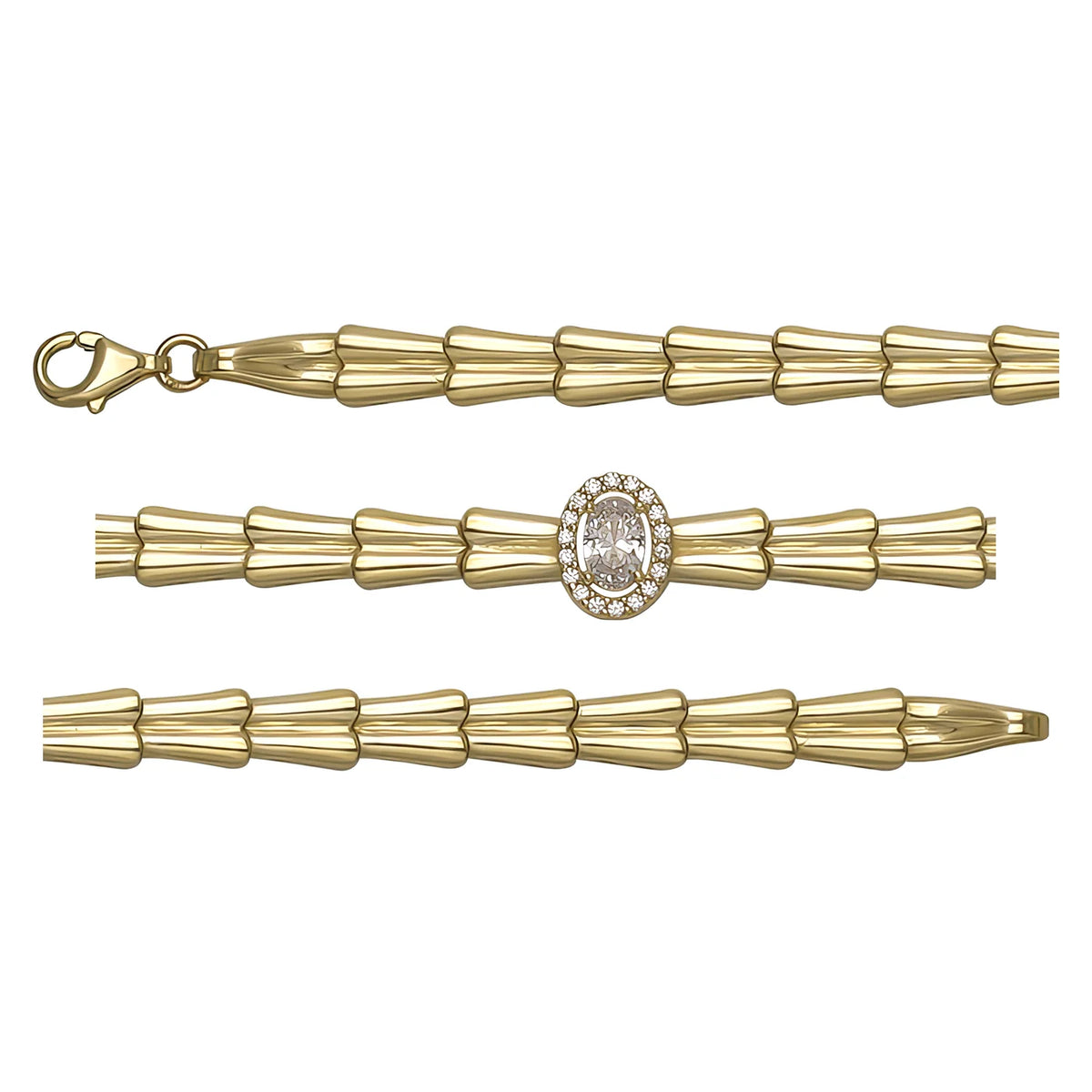 Solid gold bar link bracelet, 9.23 g — shown in three rows across the frame.