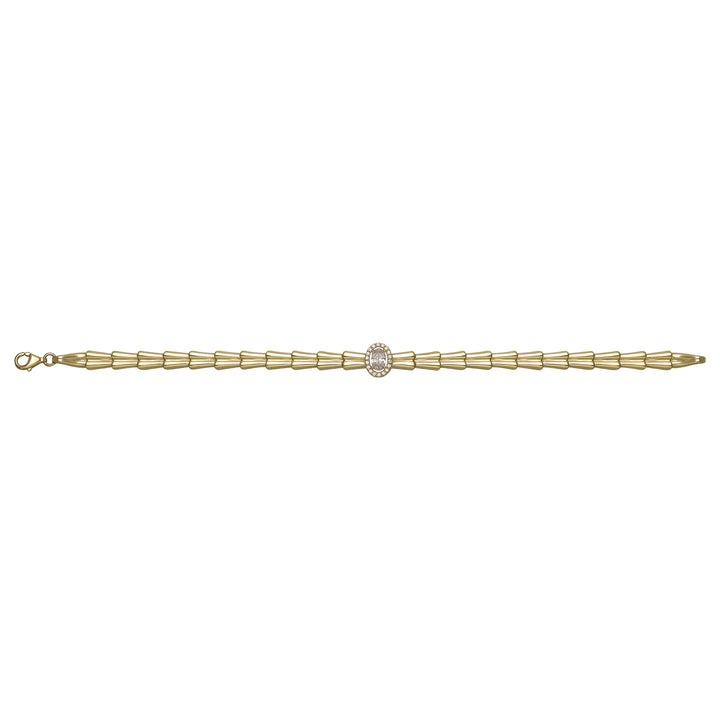 Solid gold bar link bracelet, 9.23 g — shown square on a plain background.