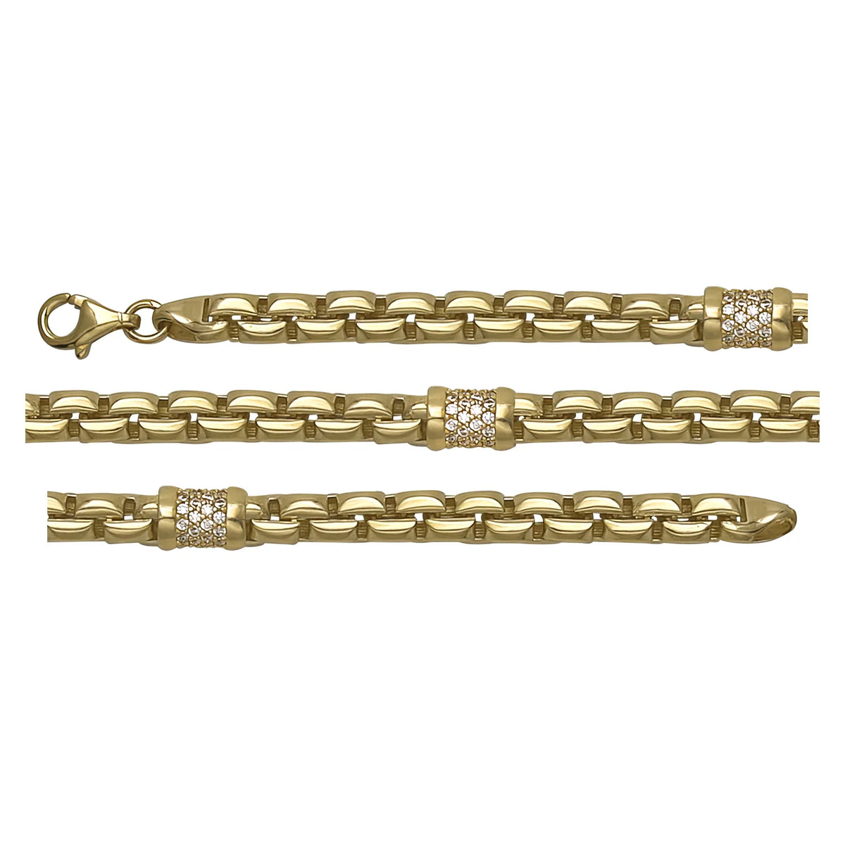 Solid gold id bracelet, 9.60 g — shown in three rows across the frame.