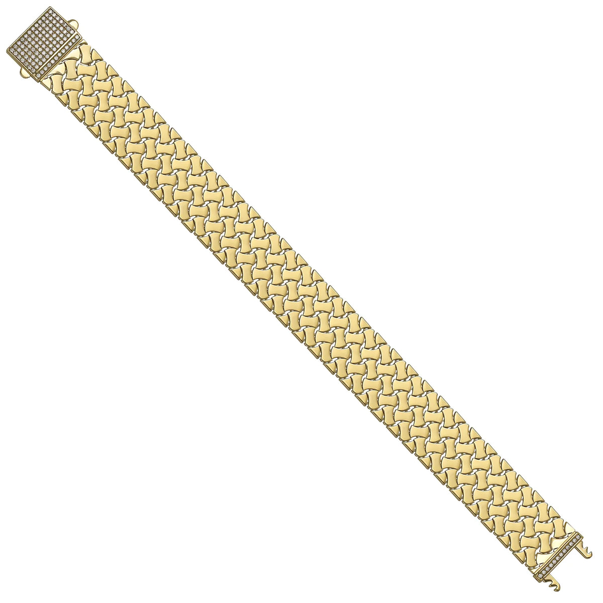 Solid gold braided bracelet, 21.63 g — shown at an angle across the frame.