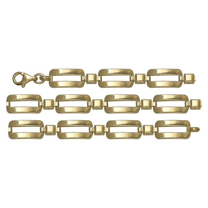 Solid gold id bracelet, 8.60 g — shown in three rows across the frame.