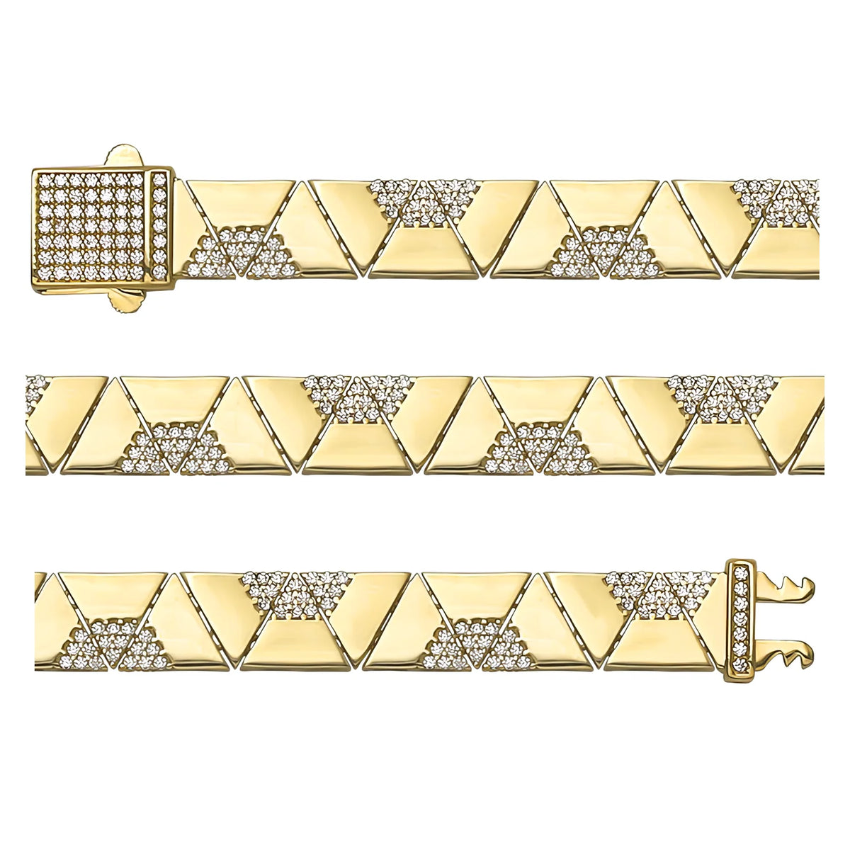 Solid gold braided bracelet, 15.78 g — shown in three rows across the frame.