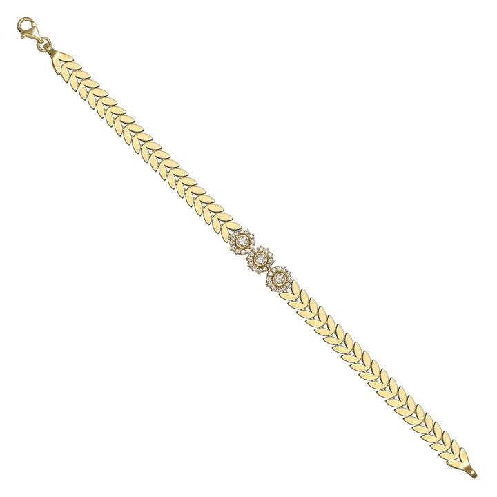 Solid gold herringbone bracelet, 9.56 g — shown at an angle across the frame.