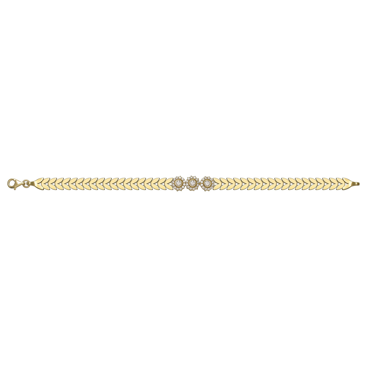Solid gold herringbone bracelet, 9.56 g — shown square on a plain background.
