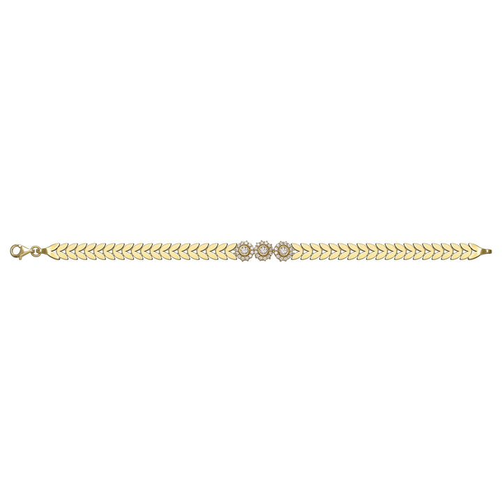 Solid gold herringbone bracelet, 9.56 g — shown square on a plain background.