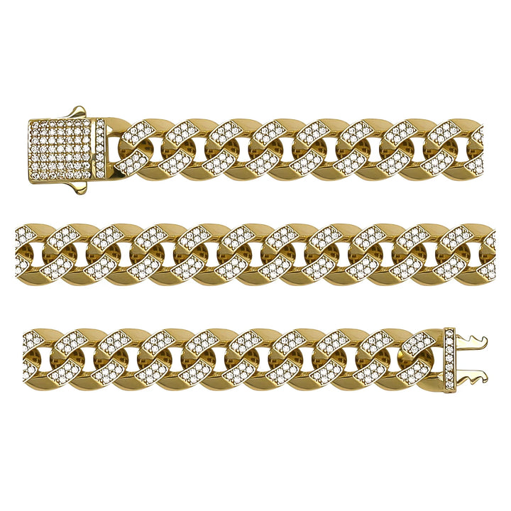 Solid gold curb bracelet, 18.41 g — shown in three rows across the frame.