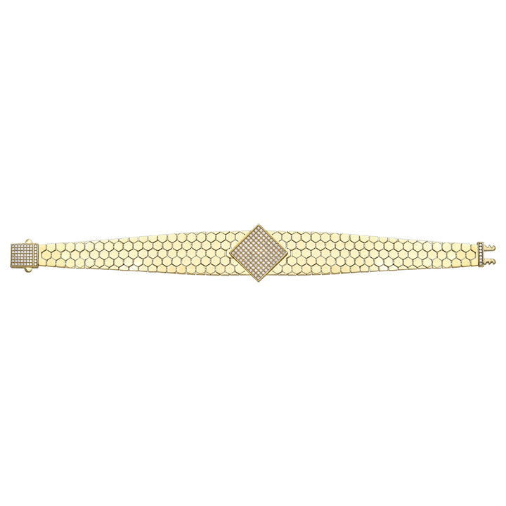 Solid gold honeycomb bracelet, 24.47 g — shown square on a plain background.