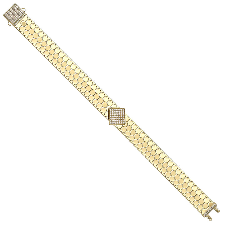 Solid gold honeycomb bracelet, 18.81 g — shown at an angle across the frame.