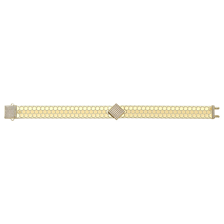 Solid gold honeycomb bracelet, 18.81 g — shown square on a plain background.