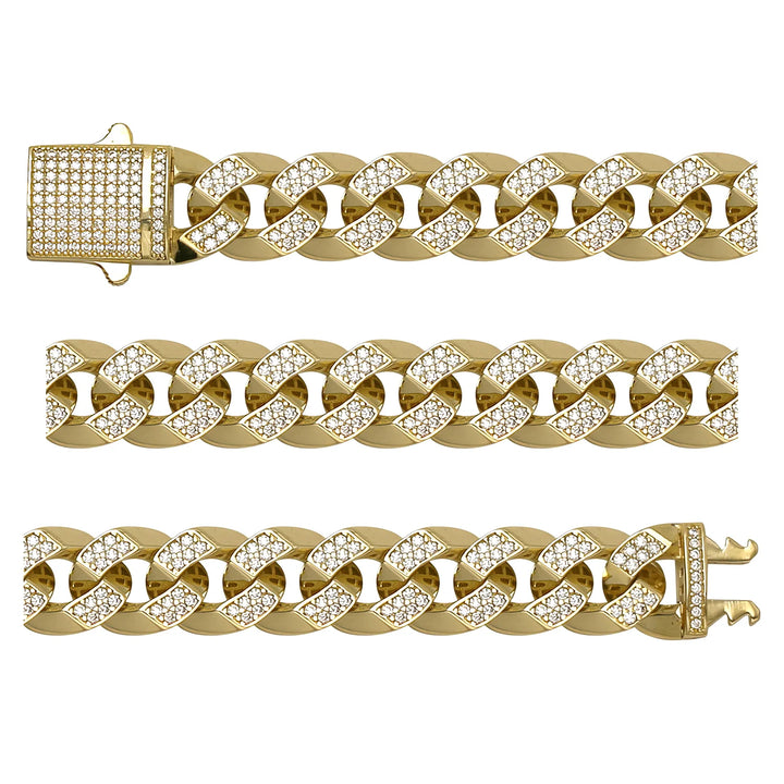 Solid gold curb bracelet, 22.52 g — shown in three rows across the frame.