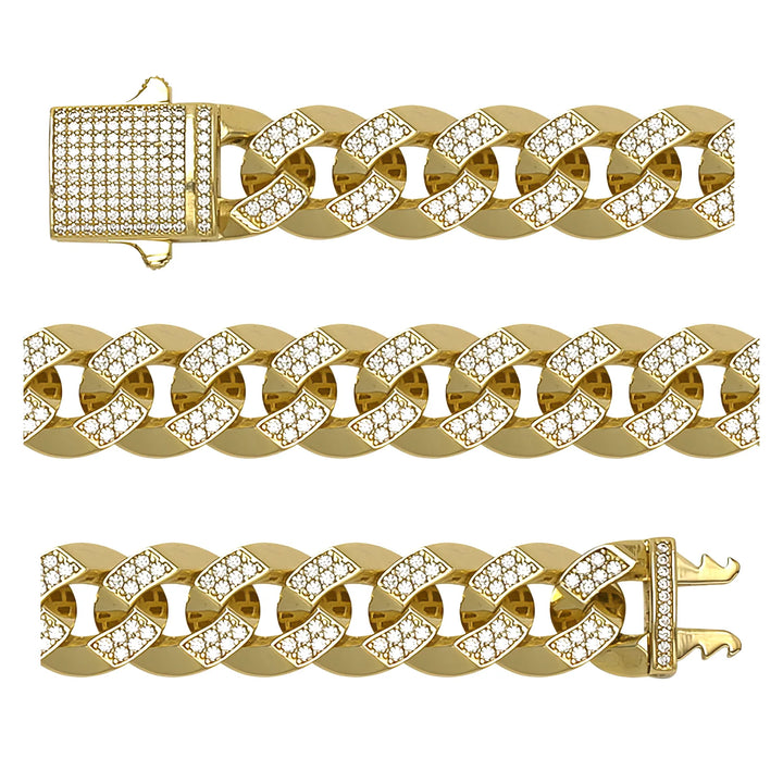 Solid gold curb bracelet, 27.52 g — shown in three rows across the frame.