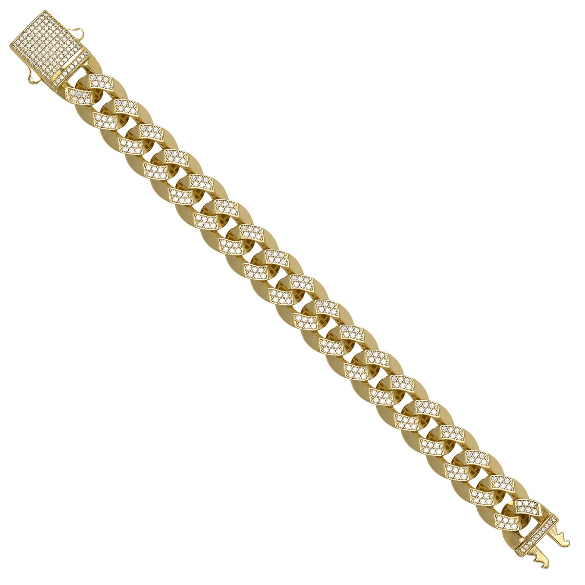 Solid gold curb bracelet, 32.00 g — shown at an angle across the frame.