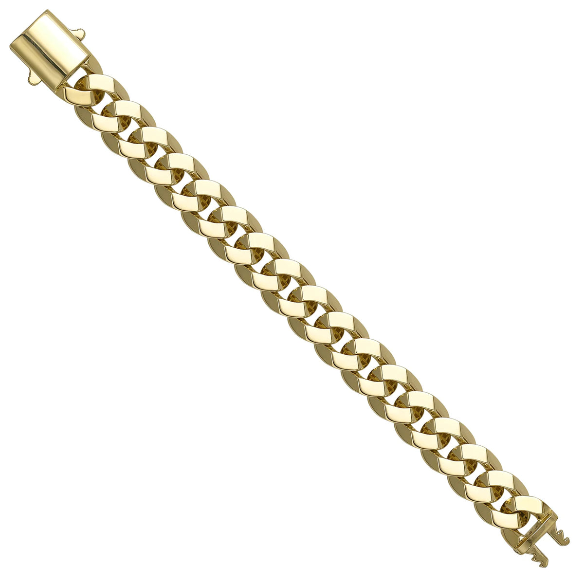 Solid gold curb bracelet, 27.60 g — shown at an angle across the frame.