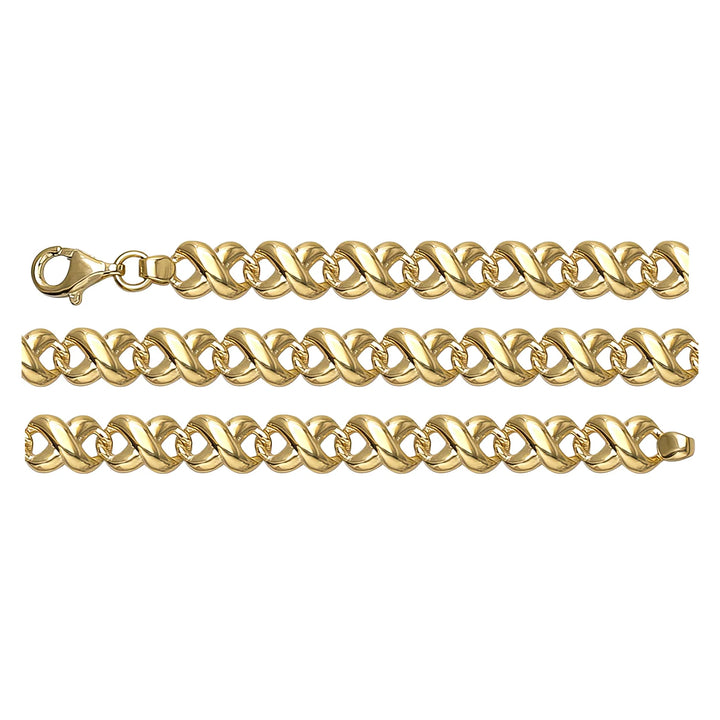 Solid gold curb bracelet, 6.60 g — shown in three rows across the frame.