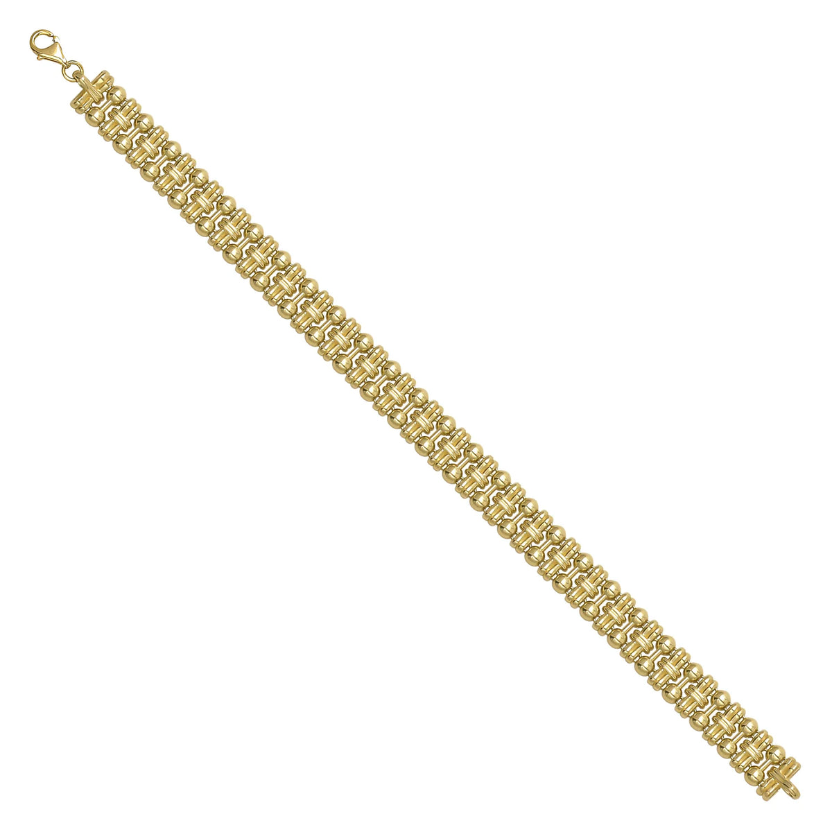 Solid gold brick link bracelet, 13.50 g — shown at an angle across the frame.