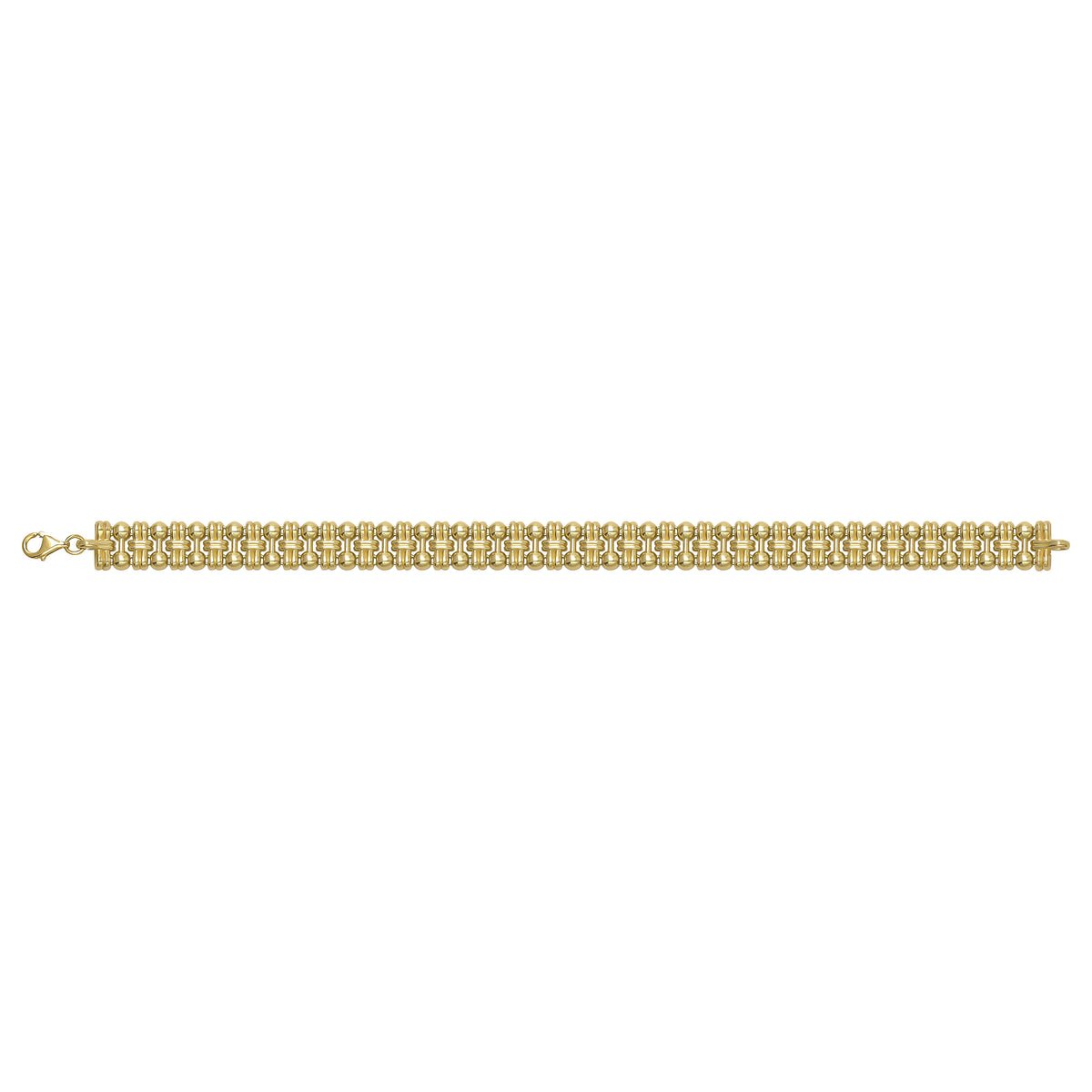 Solid gold brick link bracelet, 13.50 g — shown square on a plain background.