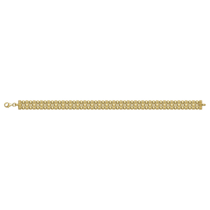 Solid gold brick link bracelet, 13.50 g — shown square on a plain background.