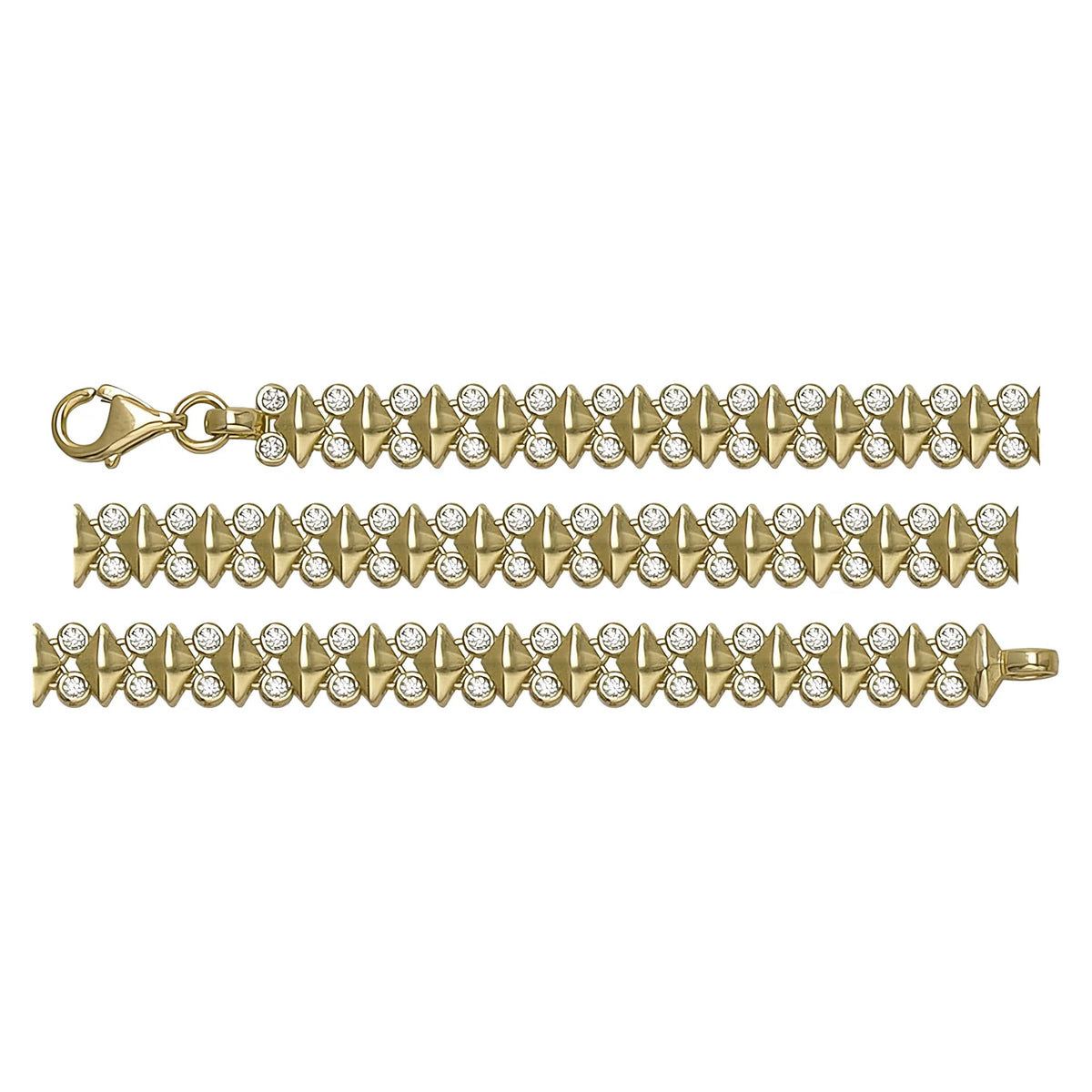 Solid gold herringbone bracelet, 7.48 g — shown in three rows across the frame.