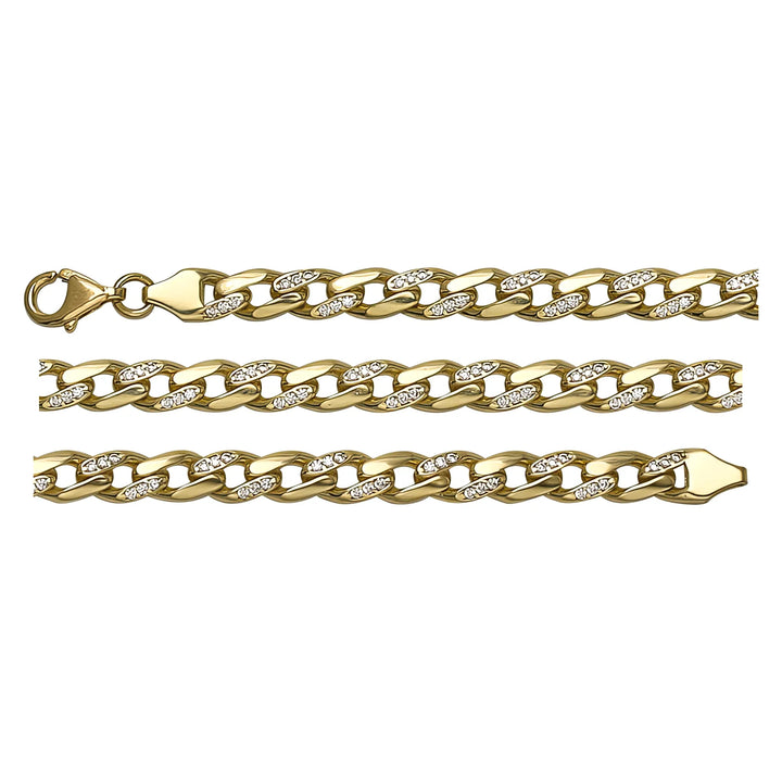 Solid gold curb bracelet, 6.20 g — shown in three rows across the frame.