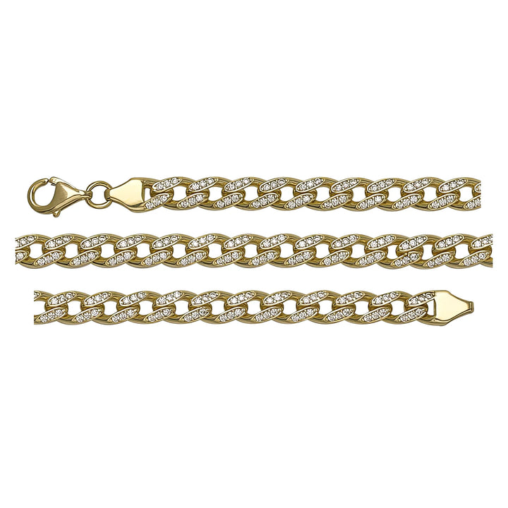 Solid gold curb bracelet, 6.73 g — shown in three rows across the frame.